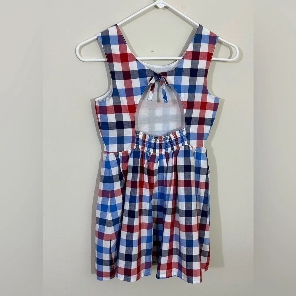 Cat & Jack sz  7 - 8. Dress in red, white and blue plaid fit an flair